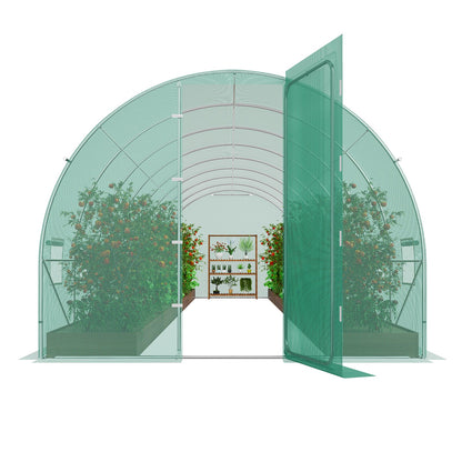 Walk-in Tunnel Greenhouse 27.38x9.5x7.38ft Galvanized Frame PE Cover Green