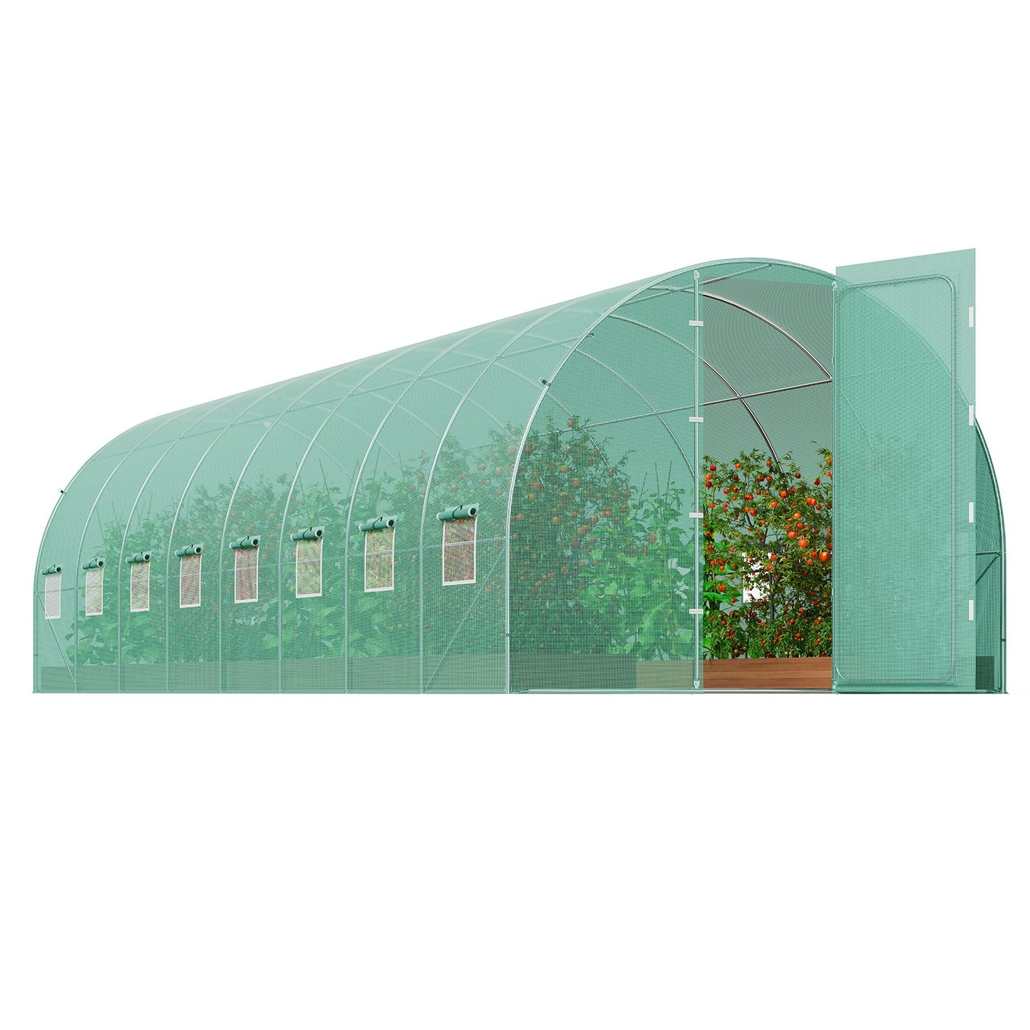 Walk-in Tunnel Greenhouse 27.38x9.5x7.38ft Galvanized Frame PE Cover Green