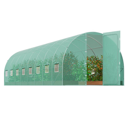 Walk-in Tunnel Greenhouse 27.38x9.5x7.38ft Galvanized Frame PE Cover Green