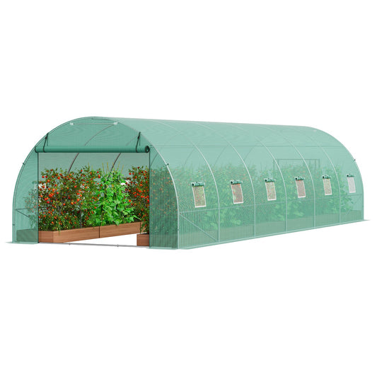Walk-in Tunnel Greenhouse 29.2x9.7x6.5 ft Galvanized Frame PE Cover Green