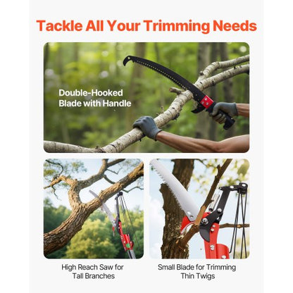 Manual Pole Saw Extendable Pole Tree Pruner 118-809.3 cm with Scissors | EU