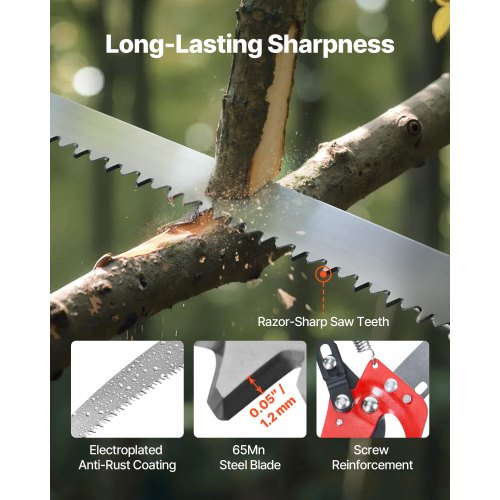 Manual Pole Saw Extendable Pole Tree Pruner 118-809.3 cm with Scissors | EU