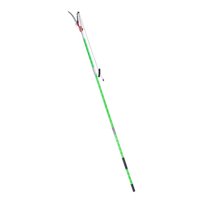 Manual Pole Saw, 3.87-27 ft Extendable Pole Tree Pruner with Scissors, Sharp 65Mn Steel Blade, Lightweight Fiberglass Handle Pole, for High Branch Trimming, Pruning Tool for Palms and Shrubs