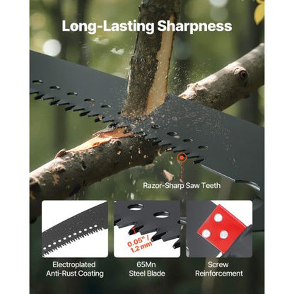 Manual Pole Saw Retractable Pole Tree Pruner 118-809.3 cm 65Mn Steel Blade | EU