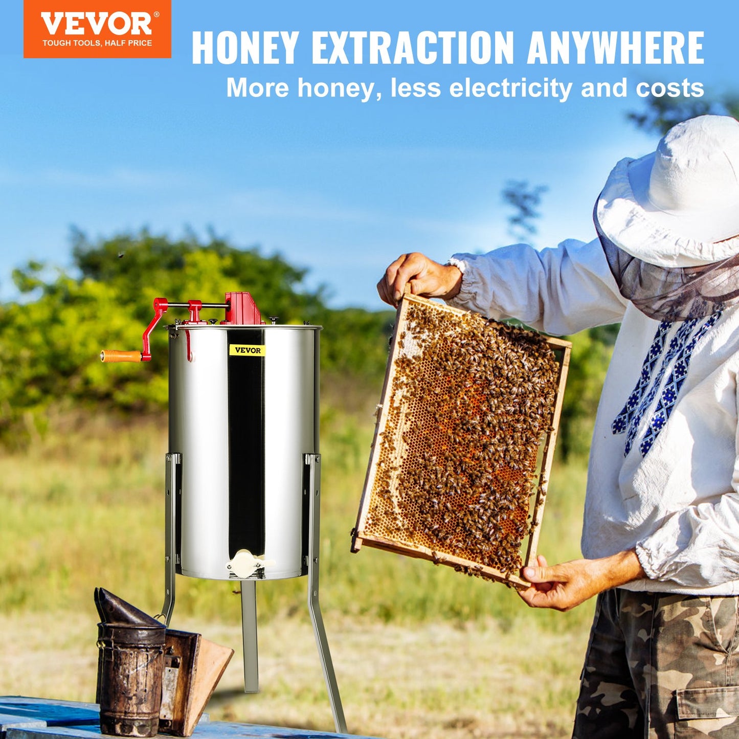Honey extractor manual honey extractor 3 frames honey spinner extractor beekeeping extraction stainless steel honeycomb drum spinner with lid
