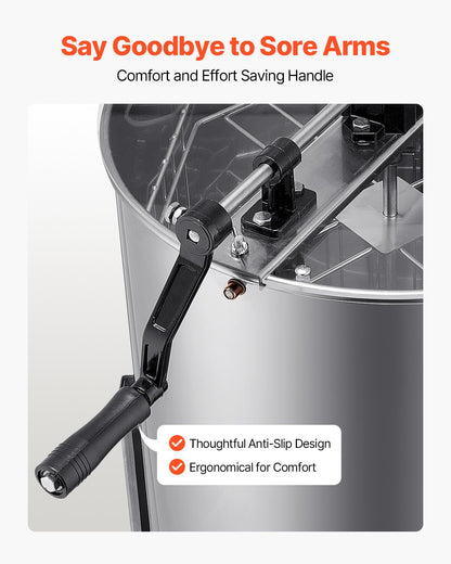 Honey Extractor, 4/8 Frame Manual Honey Spinner with Transparent Lid, Stainless Steel Honeycomb Drum Spinner with Height Adjustable Stand, Honeycomb Extraction Equipment for Beekeeping