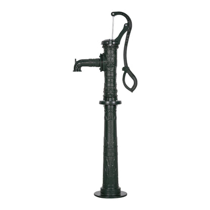 Well Hand Pitcher Pump, 20 ft Max Lift, Antique Cast Iron Manual Hand Water Pump with Heightening Base, NPT 1-1/4 in Connection, Easy Installation, for Outdoor Garden, Pond, Yard, Farm, Green