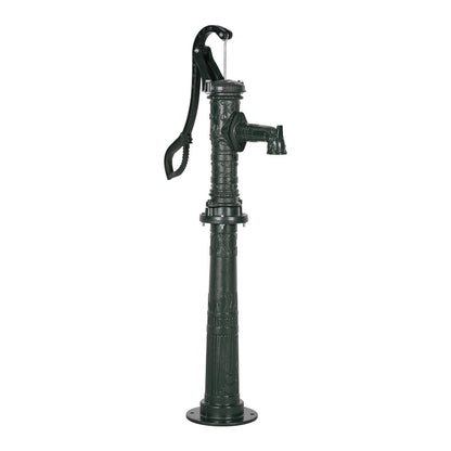 Well Hand Pitcher Pump, 20 ft Max Lift, Antique Cast Iron Manual Hand Water Pump with Heightening Base, NPT 1-1/4 in Connection, Easy Installation, for Outdoor Garden, Pond, Yard, Farm, Green
