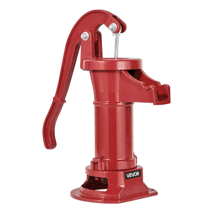 Well Hand Pitcher Pump, 25 ft Maximum Lift, Antique Cast Iron Manual Hand Water Pump, NPT 1-1/4 in Connection, Easy Installation, Old Fashioned for Outdoor Garden, Pond, Backyard, Farm, Red