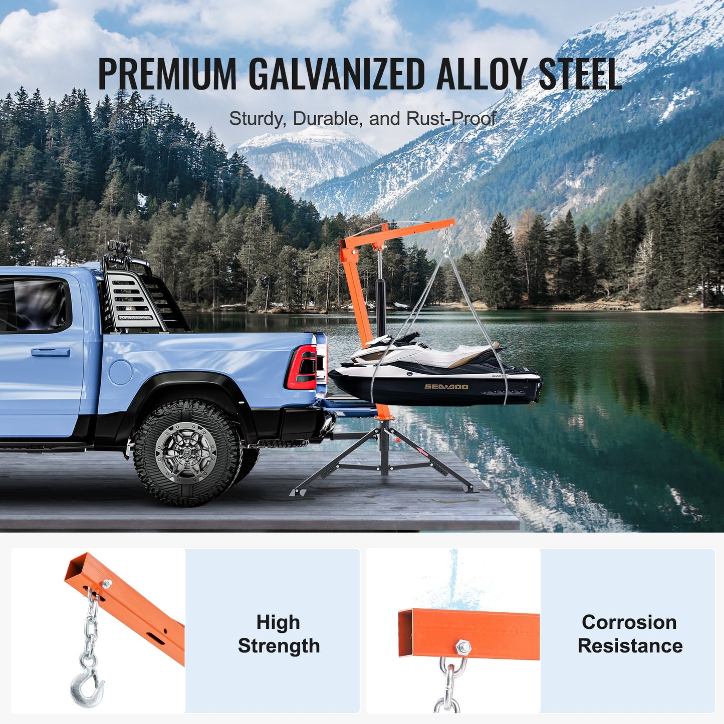 Hydraulisk pickup, kran lyftkran 1000 lbs 360° svängbar hisslyft