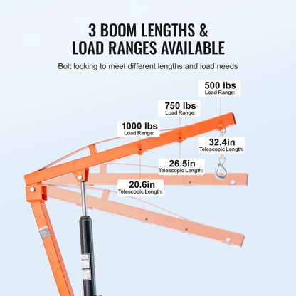 Hydraulisk pickup, kran lyftkran 1000 lbs 360° svängbar hisslyft