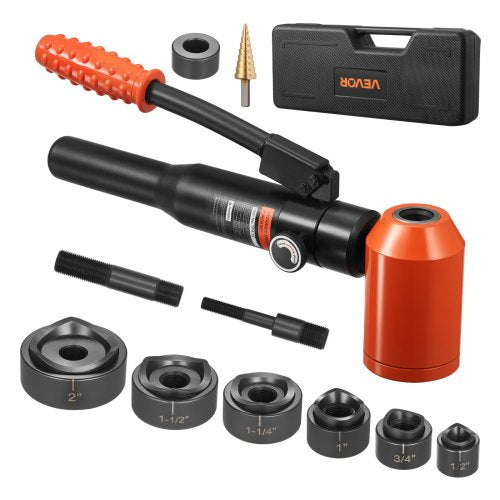Knockout Punch Set, 10 Ton Hydraulic Knockout Set, 1/2" to 2" KO Tool Kit Hole Making Tool, KO Tools Kit W/6 Dies for Metal Electrical Cabinets, Electrical Control Cabinets, Switch Cabinets