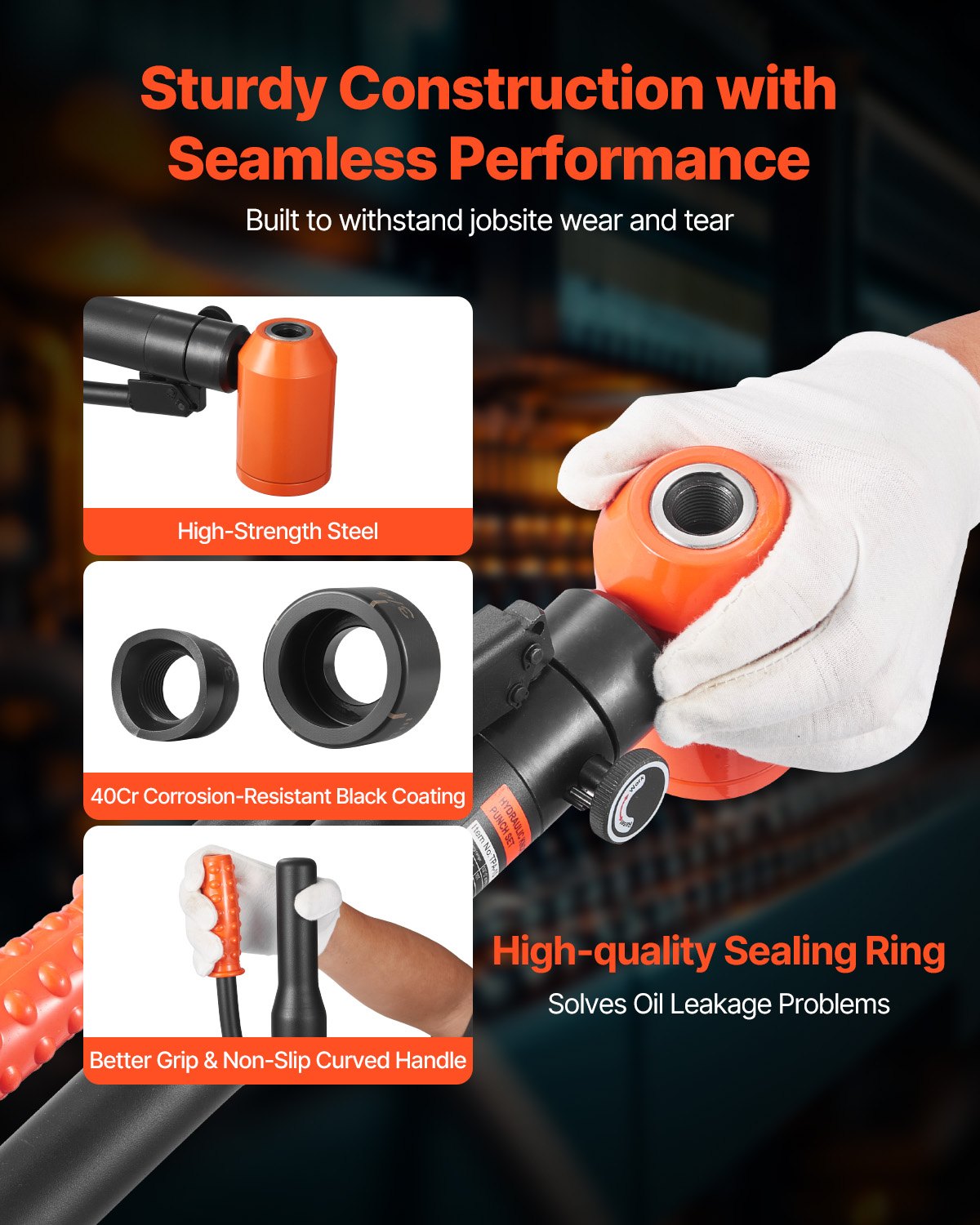 Knockout Punch Set, 10 Ton Hydraulic Knockout Set, 1/2" to 2" KO Tool Kit Hole Making Tool, KO Tools Kit W/6 Dies for Metal Electrical Cabinets, Electrical Control Cabinets, Switch Cabinets