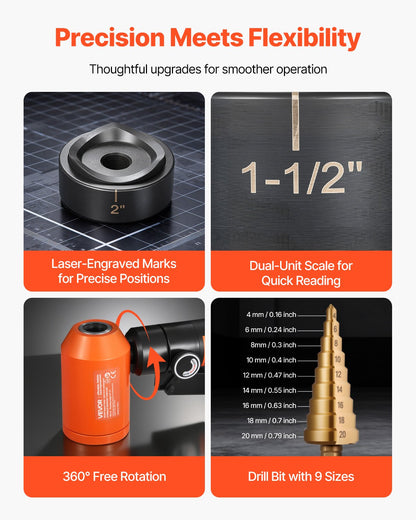 Knockout Punch Set, 10 Ton Hydraulic Knockout Set, 1/2" to 2" KO Tool Kit Hole Making Tool, KO Tools Kit W/6 Dies for Metal Electrical Cabinets, Electrical Control Cabinets, Switch Cabinets