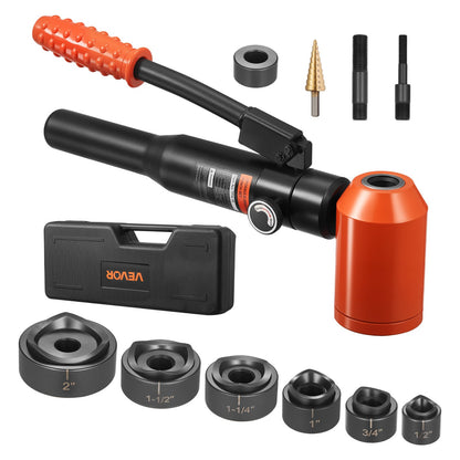 Knockout Punch Set, 10 Ton Hydraulic Knockout Set, 1/2" to 2" KO Tool Kit Hole Making Tool, KO Tools Kit W/6 Dies for Metal Electrical Cabinets, Electrical Control Cabinets, Switch Cabinets