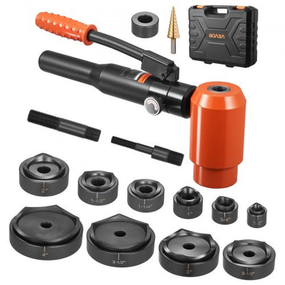 Knockout Punch Set, 15 Ton Hydraulic Knockout Set, 1/2" to 4" KO Tool Kit Hole Making Tool, KO Tools Kit W/10 Dies for Metal Electrical Cabinets, Electrical Control Cabinets, Switch Cabinets