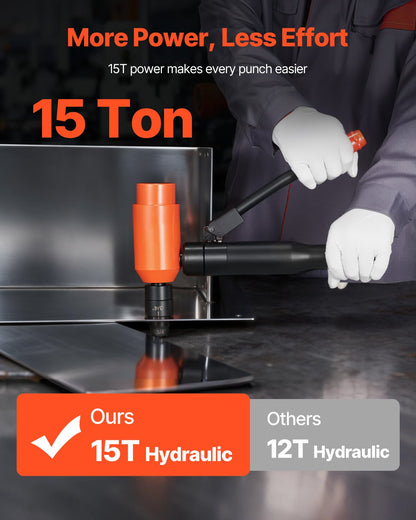 Knockout Punch Set, 15 Ton Hydraulic Knockout Set, 1/2" to 4" KO Tool Kit Hole Making Tool, KO Tools Kit W/10 Dies for Metal Electrical Cabinets, Electrical Control Cabinets, Switch Cabinets