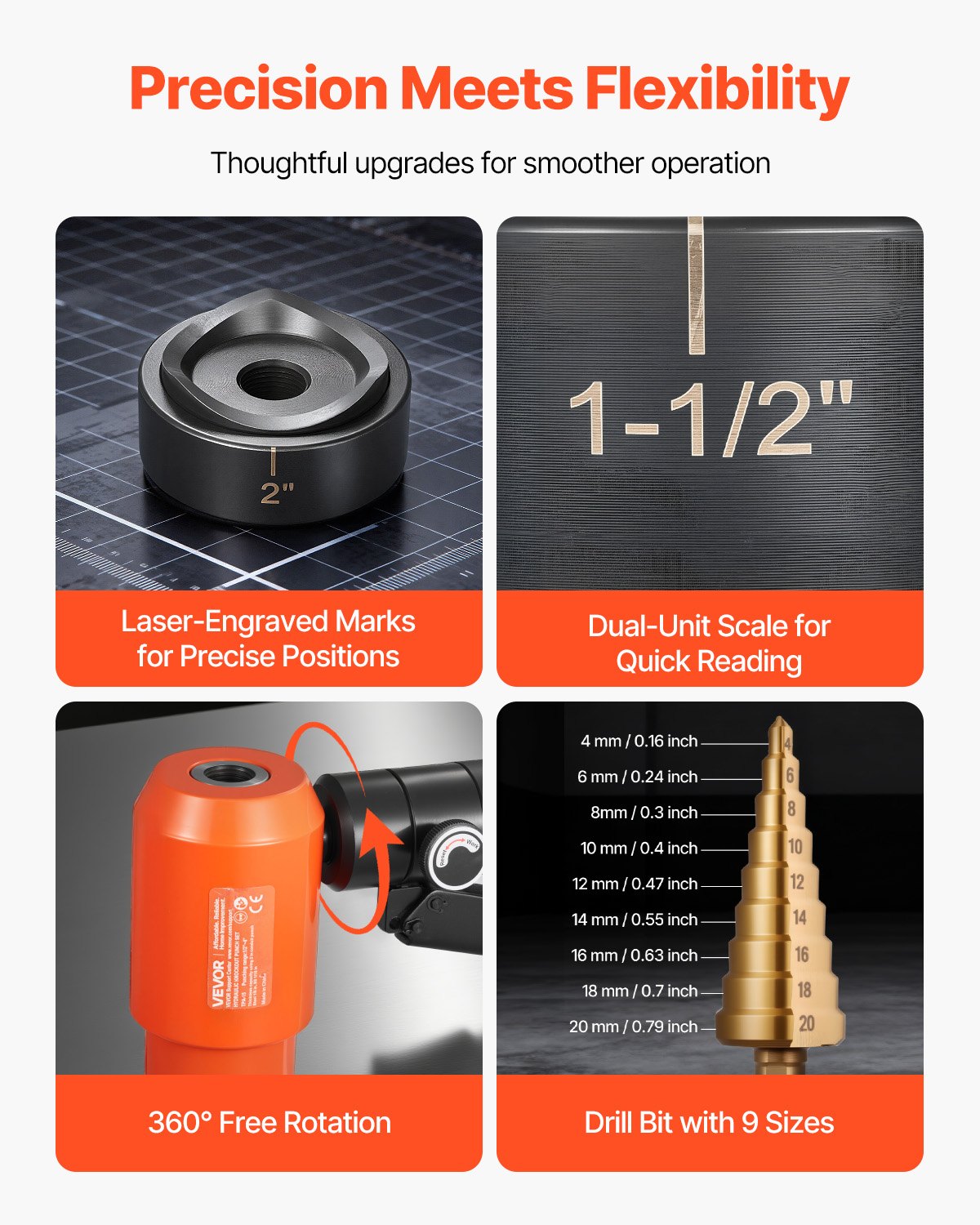 Knockout Punch Set, 15 Ton Hydraulic Knockout Set, 1/2" to 4" KO Tool Kit Hole Making Tool, KO Tools Kit W/10 Dies for Metal Electrical Cabinets, Electrical Control Cabinets, Switch Cabinets