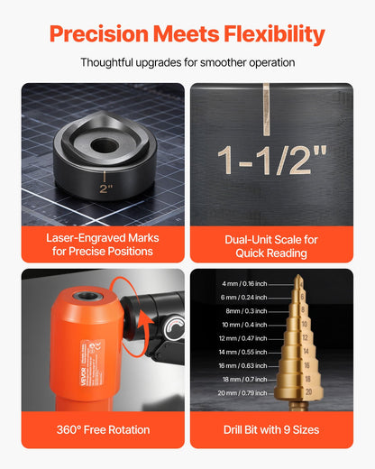 Knockout Punch Set, 15 Ton Hydraulic Knockout Set, 1/2" to 4" KO Tool Kit Hole Making Tool, KO Tools Kit W/10 Dies for Metal Electrical Cabinets, Electrical Control Cabinets, Switch Cabinets