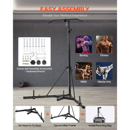 2 in 1 Hochleistungs-Boxsackrahmen Boxen Punching Fitness Rack Stahl | EU