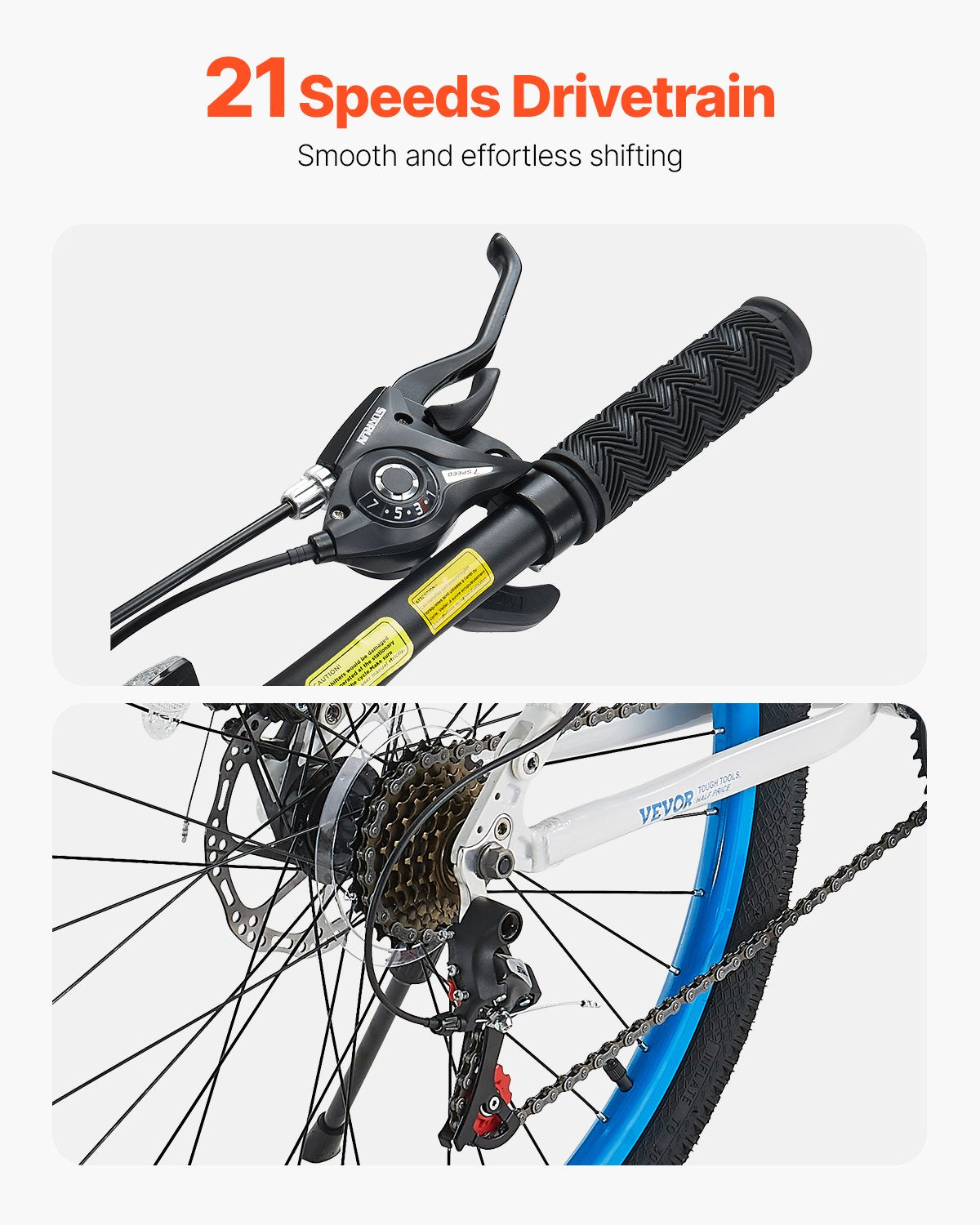 Mountain Bike, 26 inch MTB Bicycle with Full Dual Suspension, 21 Speed Twist Shifting, Comfort Saddle, Dual Disc Brake, Aluminum Alloy Frame, Adult Sport Cycling Bicycle for Men Women Trail Snow