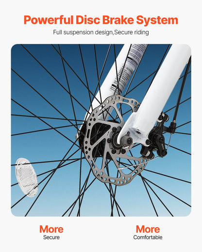 Mountain Bike, 26 inch MTB Bicycle with Full Dual Suspension, 21 Speed Twist Shifting, Comfort Saddle, Dual Disc Brake, Aluminum Alloy Frame, Adult Sport Cycling Bicycle for Men Women Trail Snow