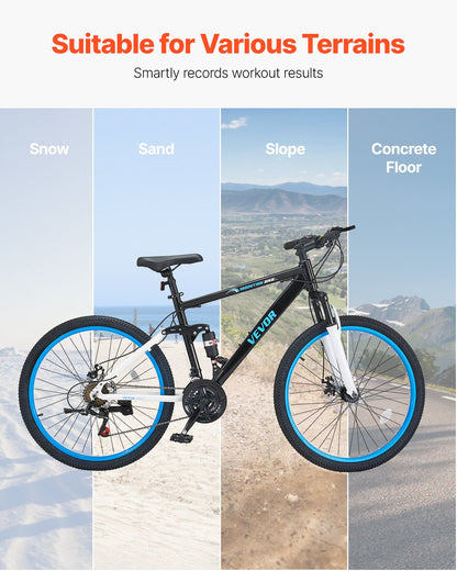 Mountain Bike, 26 inch MTB Bicycle with Full Dual Suspension, 21 Speed Twist Shifting, Comfort Saddle, Dual Disc Brake, Aluminum Alloy Frame, Adult Sport Cycling Bicycle for Men Women Trail Snow