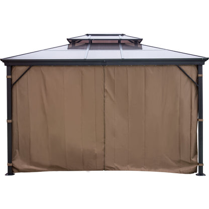 Patio Gazebo 10x12ft Hardtop Gazebo Gazebo with Mosquito Net Outdoor Gazebo Patio Tent Garden Awnings Replacement Canopy Double Roof Gazebo For Patios Garden Home Lawn Brown
