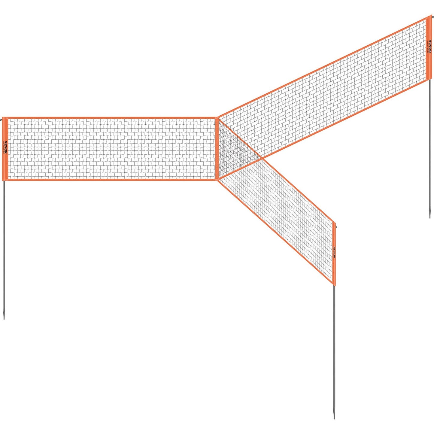 4-Way Volleyball Net, Adjustable Height Badminton Net Set for Beach Lawn Backyard, Portable Outdoor Volleyball Net with Carrying Bag, 4 Square Quick Assembly Game Set for Kids and Adults