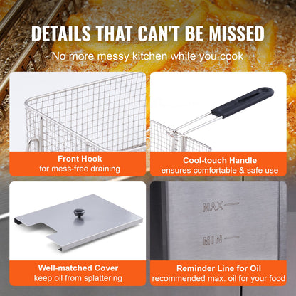 Kommerzielle elektrische Fritteuse, Arbeitsplattenfritteuse mit zwei Tanks, 6000 W