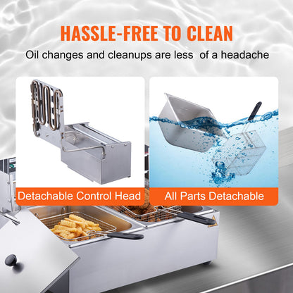 Kommerzielle elektrische Fritteuse, Arbeitsplatten-Fritteuse, zwei abnehmbare Tanks