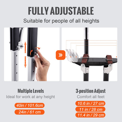 Drywall Stilts, 24''-40'' Adjustable Aluminum Tool Stilts with Protective Knee Pads, Durable and Non-slip Work Stilts for Sheetrock Painting, Walking, Taping, Black