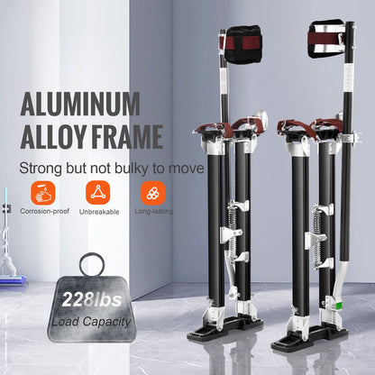 Drywall Stilts, 24''-40'' Adjustable Aluminum Tool Stilts with Protective Knee Pads, Durable and Non-slip Work Stilts for Sheetrock Painting, Walking, Taping, Black