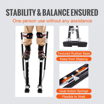 Drywall Stilts, 24''-40'' Adjustable Aluminum Tool Stilts with Protective Knee Pads, Durable and Non-slip Work Stilts for Sheetrock Painting, Walking, Taping, Black