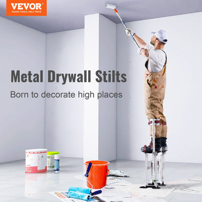 Drywall Stilts, 18''-30'' Adjustable Aluminum Tool Stilts with Protective Knee Pads, Durable and Non-Slip Work Stilts for Sheet Metal Painting, Walking, Taping, Silver