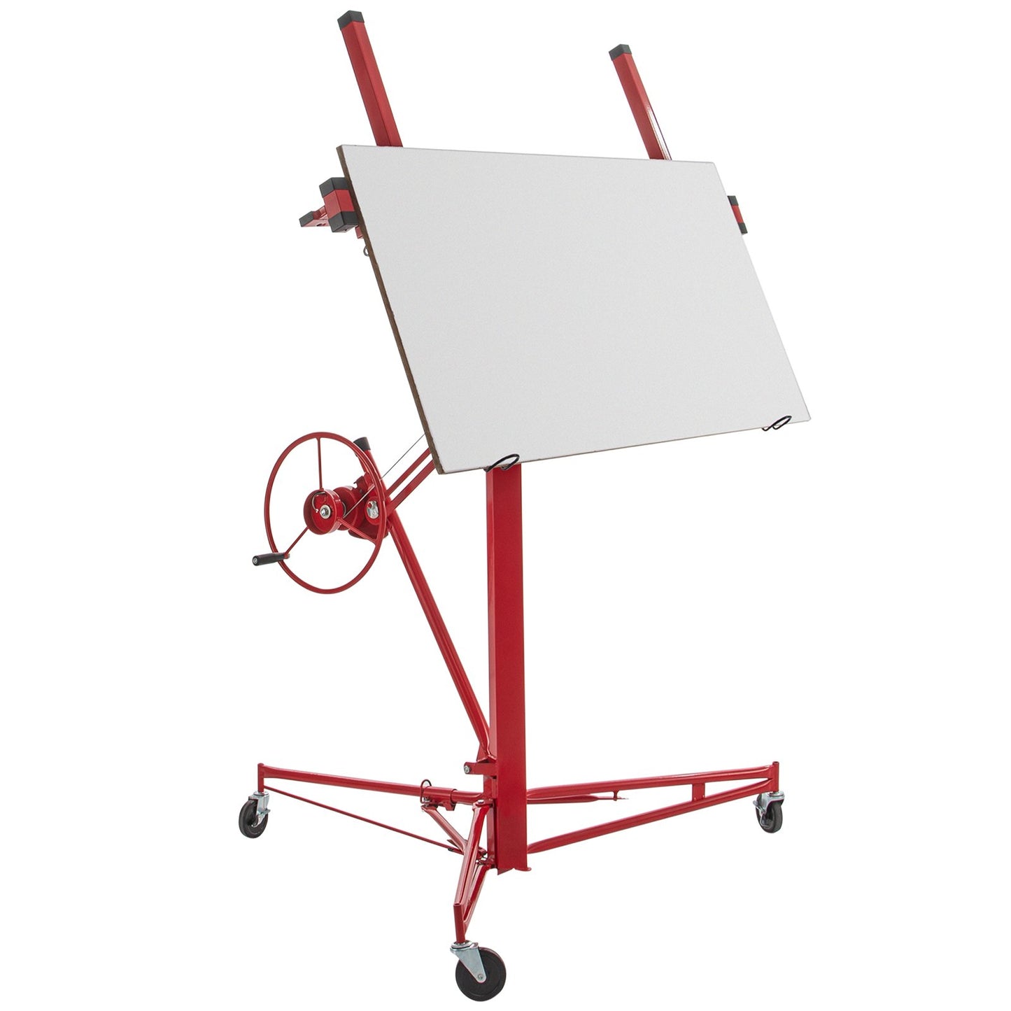 Drywall Rolling Lifter Panel, 16ft Sheetrock Lift Drywall Lift, 150lb Weight Capacity Panel Elevator Jack Tool, Steel Material with Telescopic Arm and 3 Lockable Wheels, 48x192 in Drywall Size