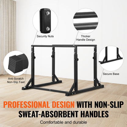 Dip Bar, 800 lbs Capacity, Heave Duty Dip Stand Station with Adjustable Height, Fitness Workout Dip Bar Station Stabilizer Parallette Push Up Stand, Parallel Bars for Strength Training Home Gym