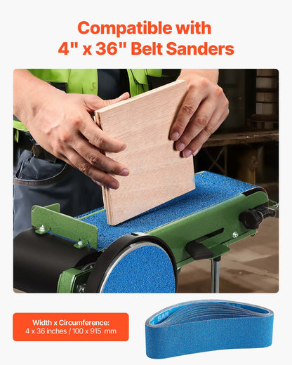 Sanding Belts, 4 x 36-inch Belt Sander Sanding Belts, 10PCS (2 of Each 40 60 80 120 240 Grits) Zirconia for Knife Sharpening, Metal Polishing, Stainless Steel, Nickel Alloy Finishing
