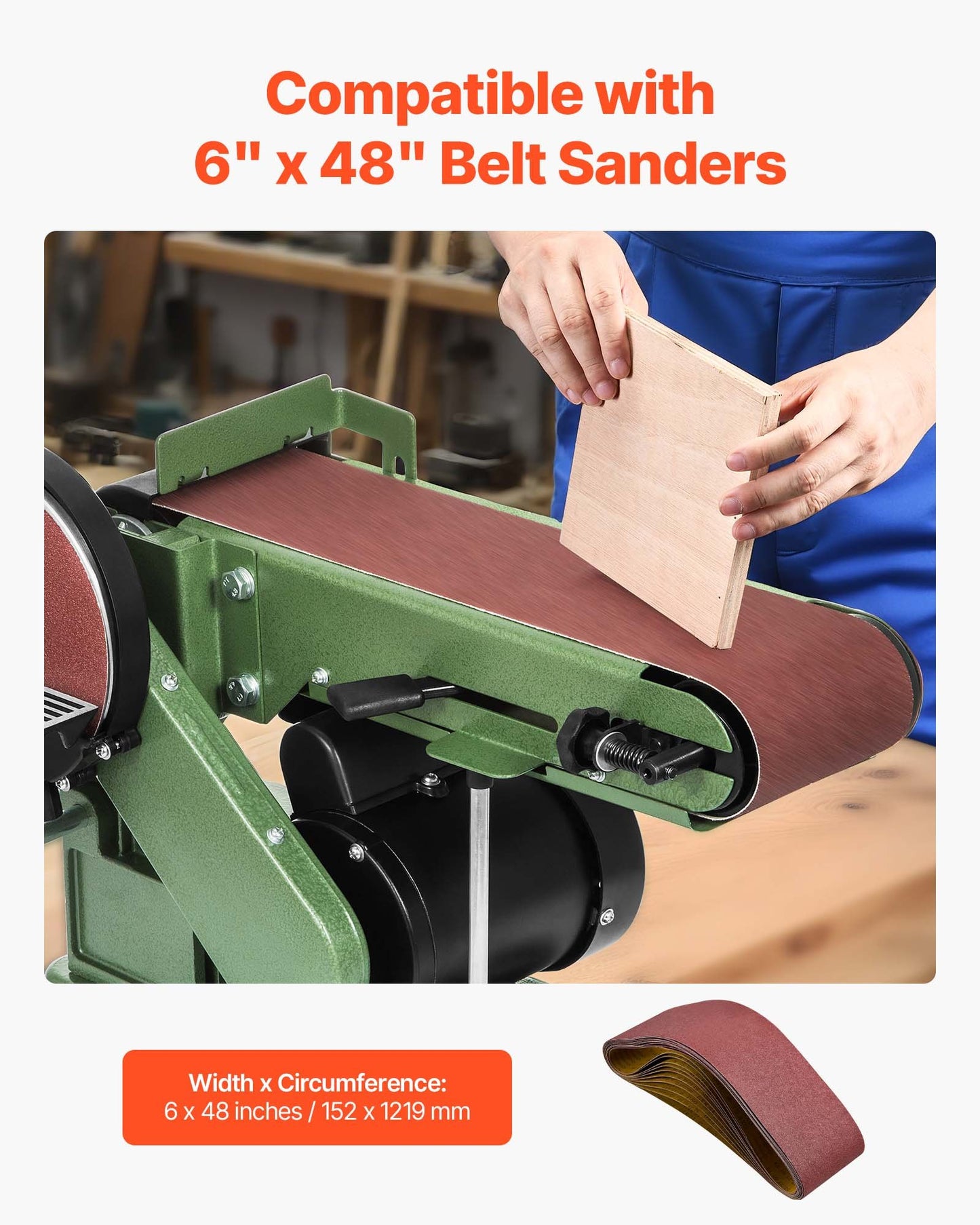 Sanding Belts, 6 x 48-inch Belt Sander Sanding Belts, 10PCS 80 Grit Aluminum Oxide for Woodworking, Steel, Aluminum, Non-Ferrous Metals