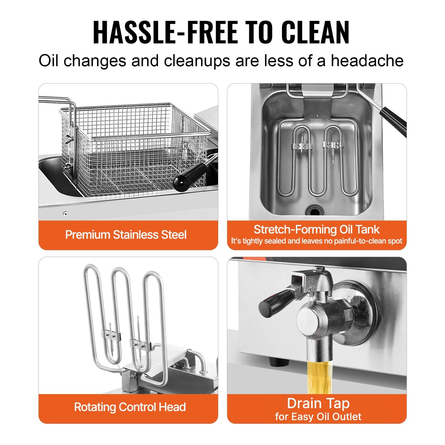 Commercial Deep Fryer, Dual Tank 3500W Electric Countertop Fryer, 2 x 9Qt / 8.5L Double Oil Fryer with 2 Baskets, 1mm Thickened Stainless Steel, Time & Temp Control, for Kitchen Restaurant Use