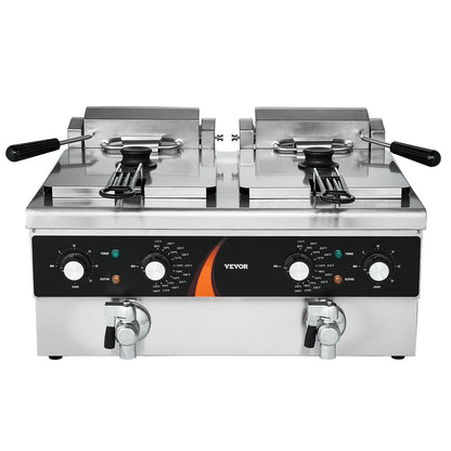 Kommersiell elektrisk fritös bänkfritös 3000W dubbel tank 2x9Qt/8,5L