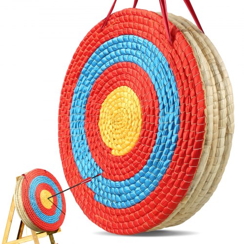 Archery Target, 5 Layers 20" Arrow Target, Traditional Solid Straw Round Archery Target Shooting Bow, Hand-Made Arrows Target, Coloured Rope Target for Backyard Outdoor Hunting Shooting Practice