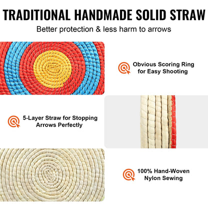 Bogenschießziel, 5-lagiges 20-Zoll-Pfeilziel, traditionelles massives Stroh, rundes Bogenschießziel, Bogenschießen, handgefertigte Pfeilziele, farbiges Seilziel für die Jagd im Hinterhof