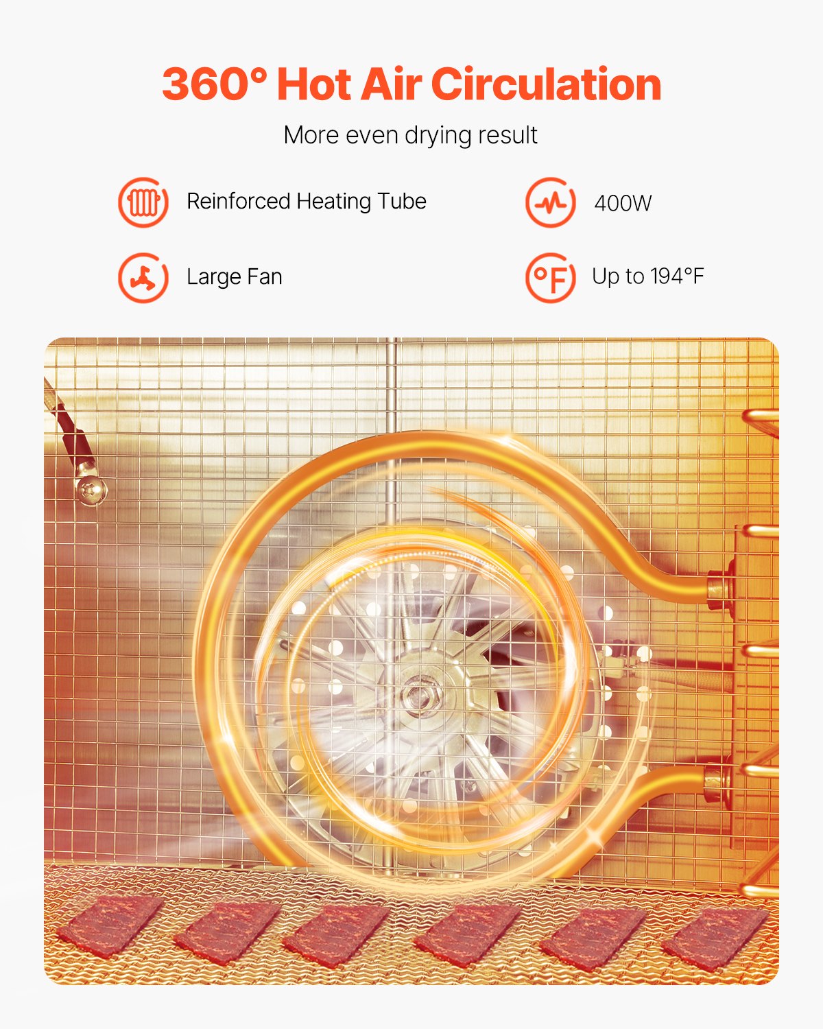 6 Trays Food Dryer Machine Stainless Steel 400W Jerky Fruit Drying