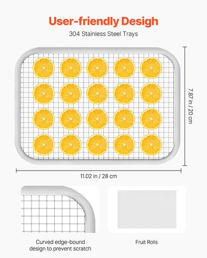 6 Trays Food Dryer Machine Stainless Steel 400W Jerky Fruit Drying
