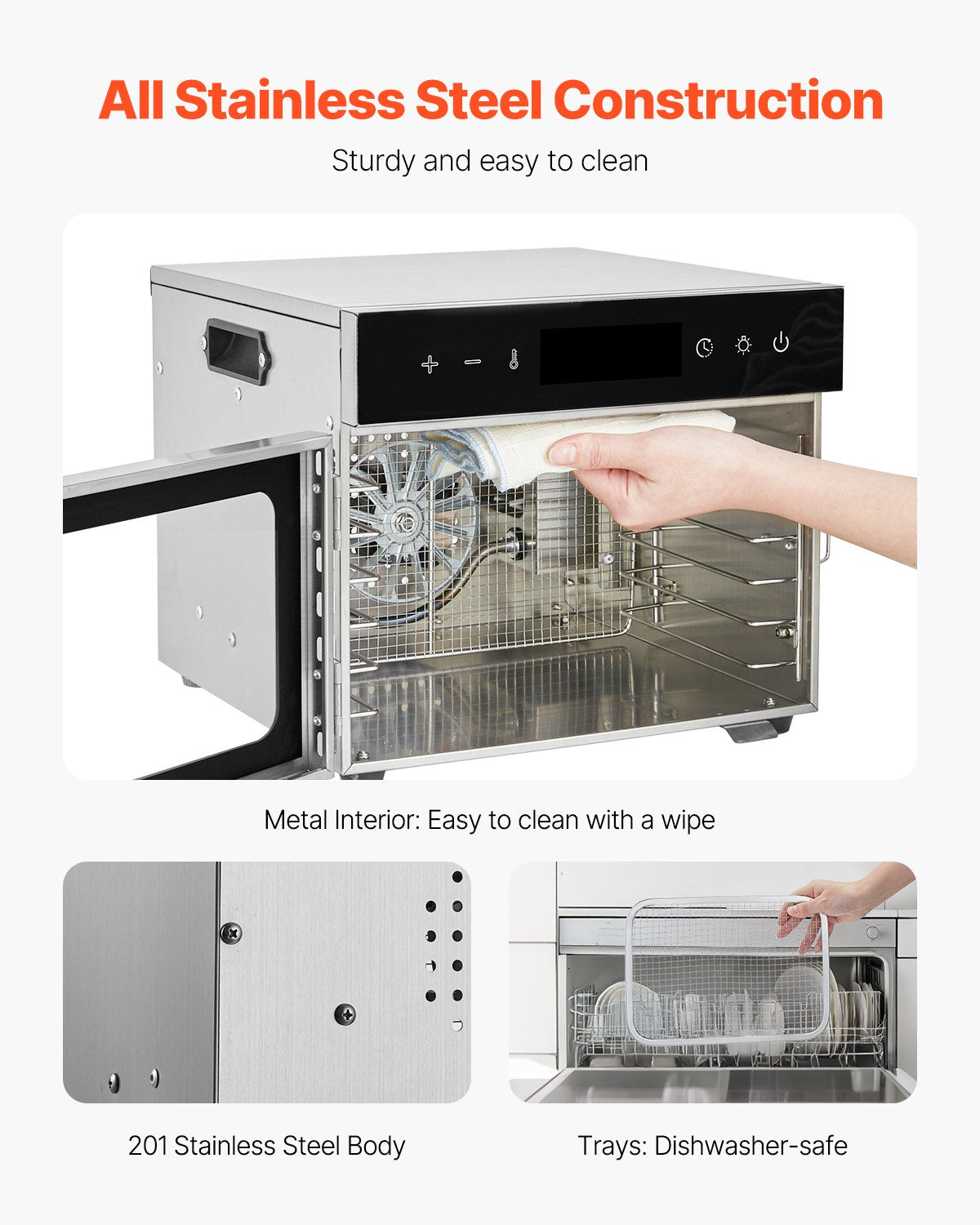 6 Trays Food Dryer Machine Stainless Steel 400W Jerky Fruit Drying