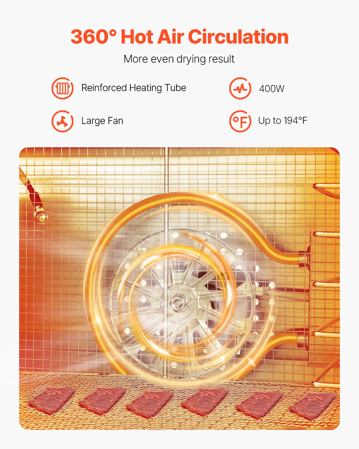 8 Trays Food Dryer Machine Stainless Steel 400W Jerky Fruit Drying