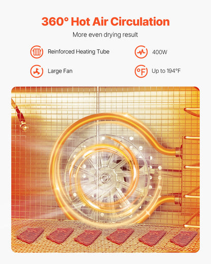 8 Trays Food Dryer Machine Stainless Steel 400W Jerky Fruit Drying