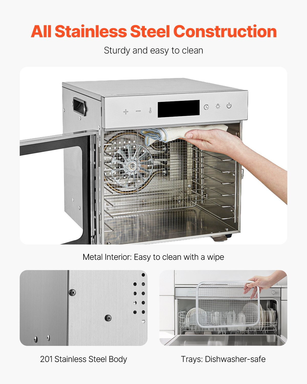 8 Trays Food Dryer Machine Stainless Steel 400W Jerky Fruit Drying