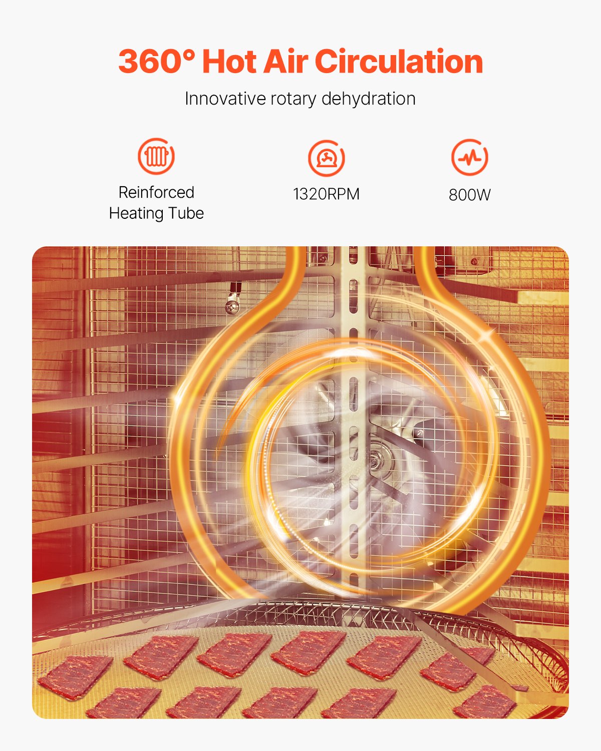 12 Trays Rotating Food Dryer Machine Stainless Steel 800W Fruit Drying